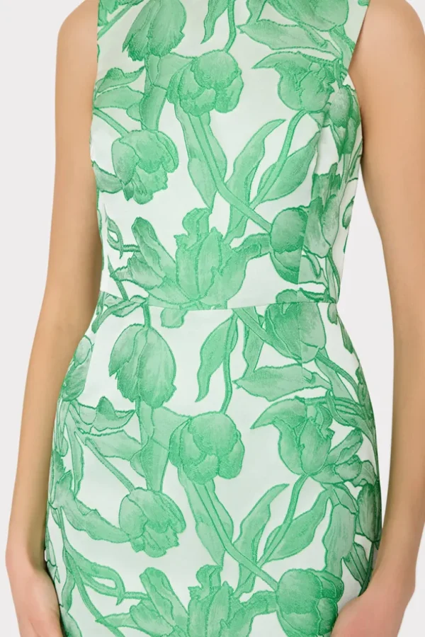 Clearance MILLY Leilani Tulip Jacquard Mini Dress Green Multi