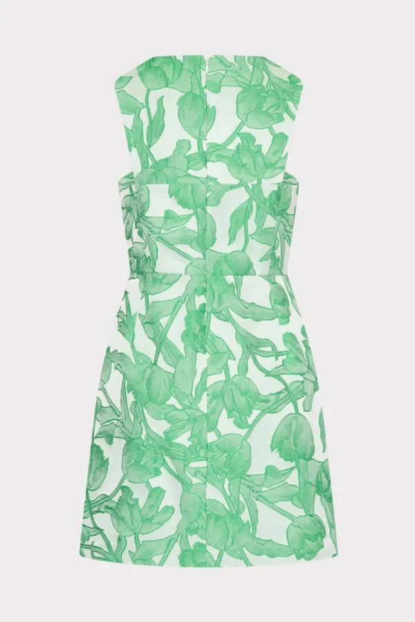 Clearance MILLY Leilani Tulip Jacquard Mini Dress Green Multi