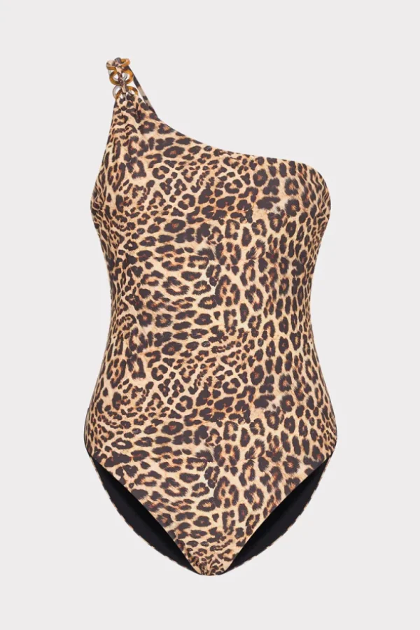 Shop MILLY Leopard One Shoulder One Piece Multi