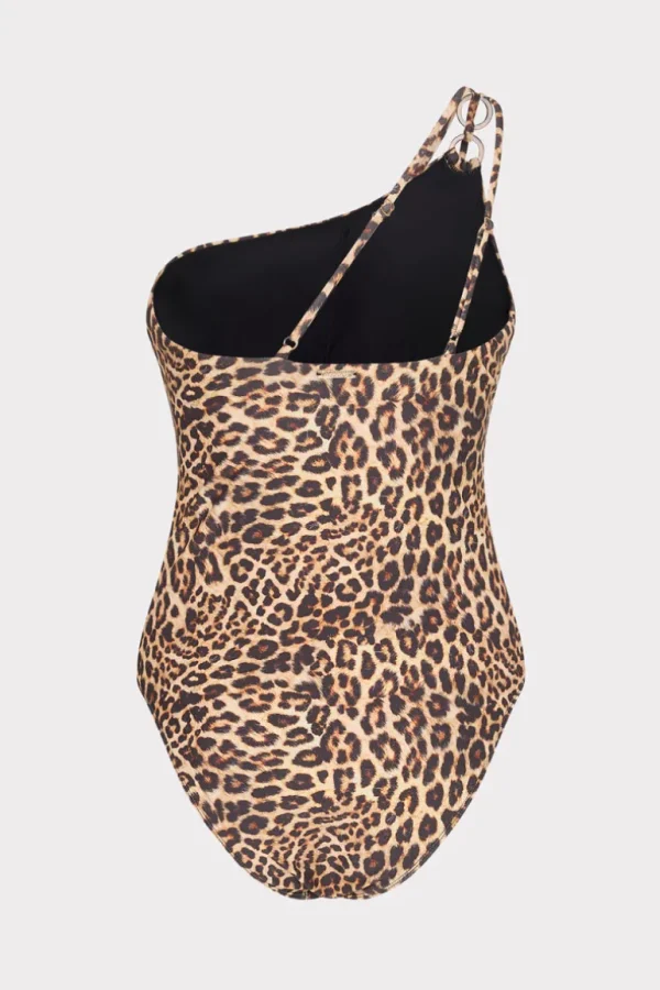 Shop MILLY Leopard One Shoulder One Piece Multi