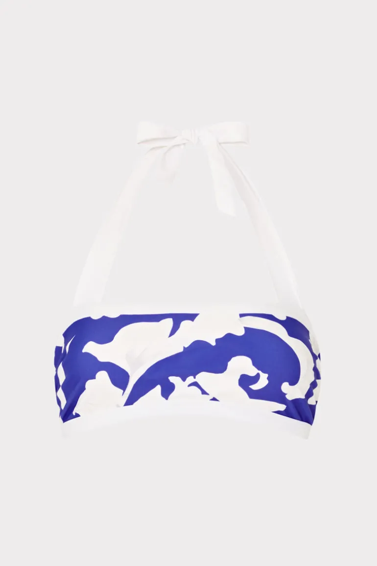 lily_silhouette_bandeau_h_0.webp Shop MILLY Lily Silhouette Bandeau Halter Top Blue/Ecru