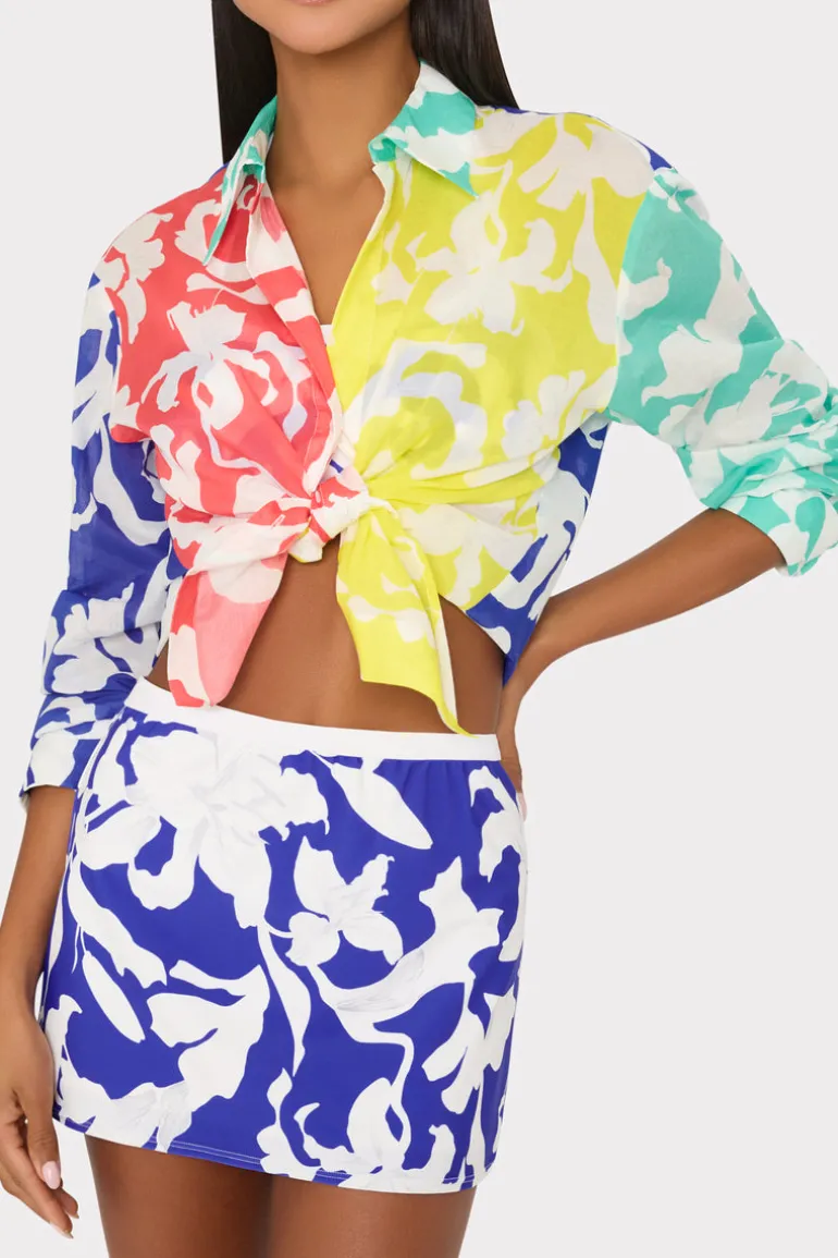 lily_silhouette_swim_skir_2.webp Best Sale MILLY Lily Silhouette Swim Skirt Blue/Ecru