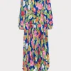 Cheap MILLY Liora Tulip Rosette Pleated Dress Royal Blue Multi