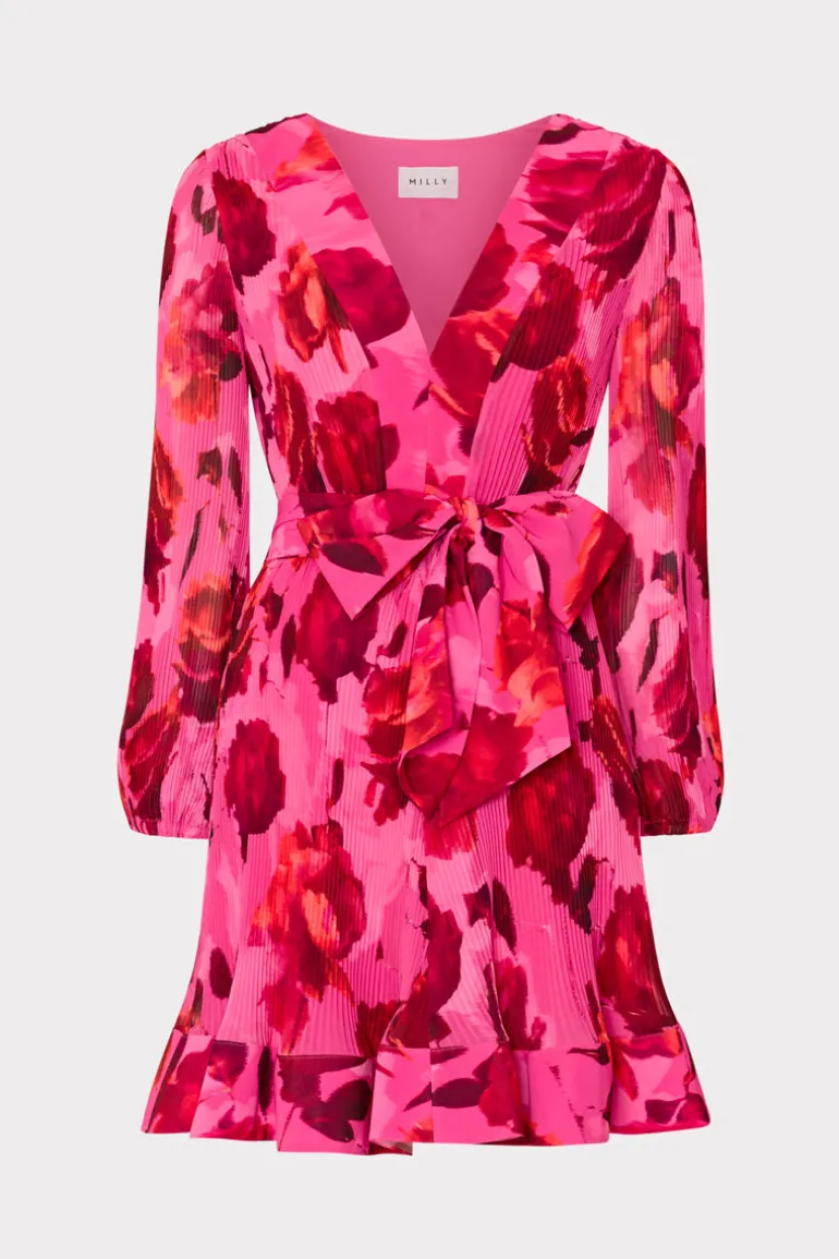 liv_blurred_blossom_pleat_0.webp Flash Sale MILLY Liv Blurred Blossom Pleated Dress Pink Multi