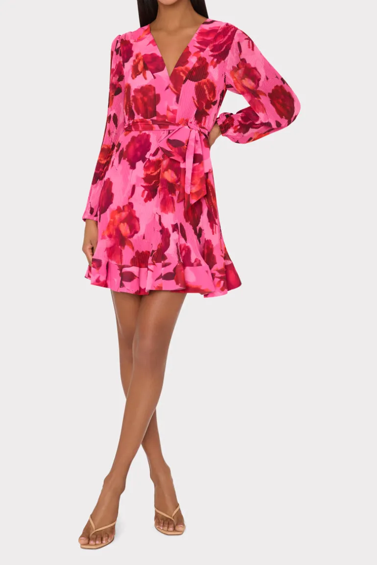 liv_blurred_blossom_pleat_1.webp Flash Sale MILLY Liv Blurred Blossom Pleated Dress Pink Multi