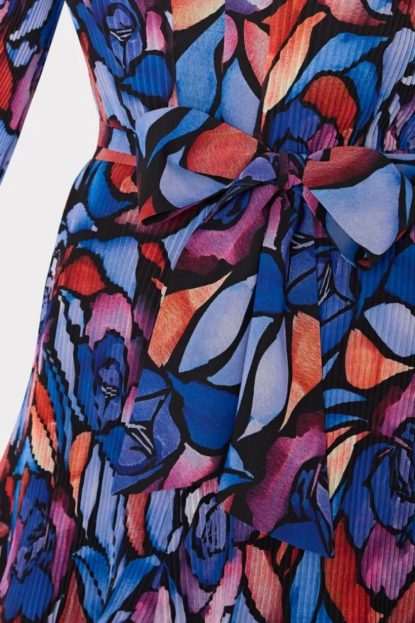 Outlet MILLY Liv Dream Rose Pleated Dress Dream Rose Blue