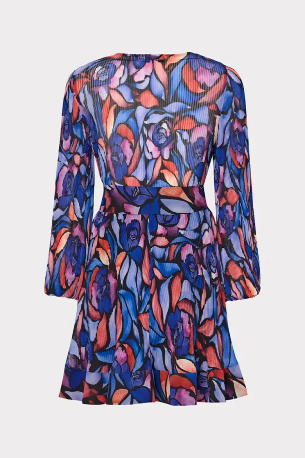 Outlet MILLY Liv Dream Rose Pleated Dress Dream Rose Blue