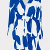 Cheap MILLY Liv Grand Foliage Pleated Dress Blue/White