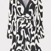 Online MILLY Liv Ink Swirl Pleated Dress Black/White
