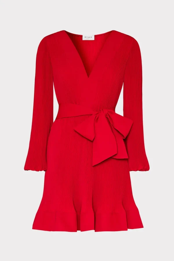 Flash Sale MILLY Liv Pleated Dress Really Red