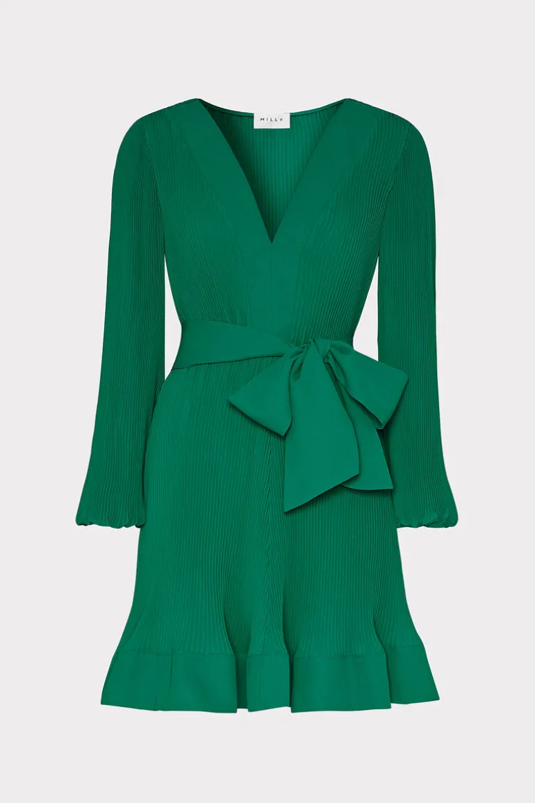 liv_pleated_dress_0.webp Best MILLY Liv Pleated Dress Dark Forest