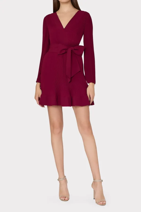 Cheap MILLY Liv Pleated Dress Wine