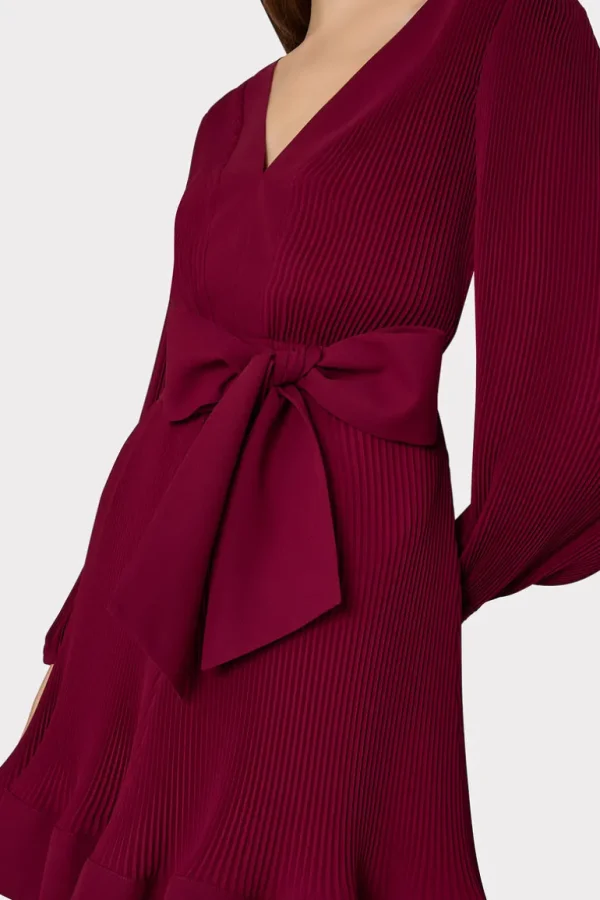 Cheap MILLY Liv Pleated Dress Wine