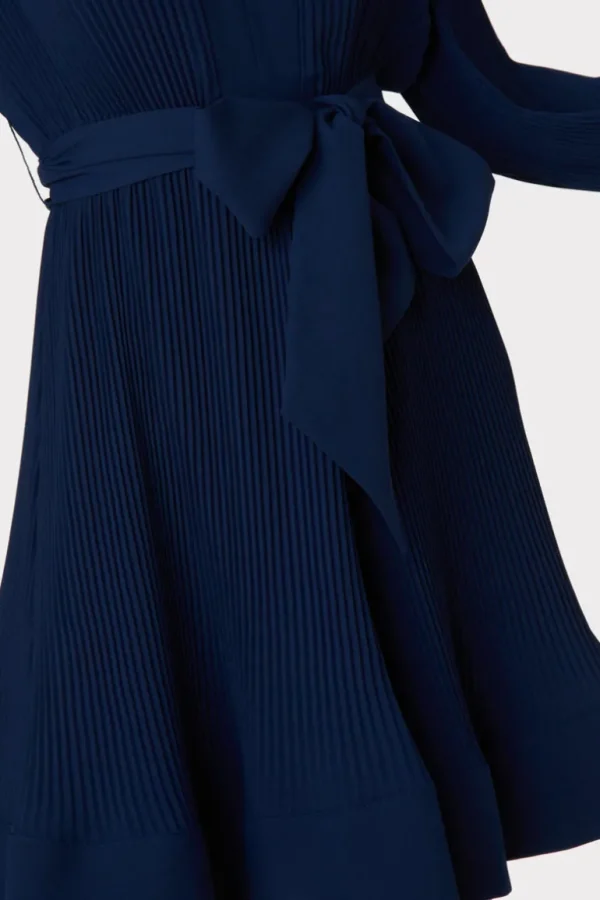 Fashion MILLY Liv Pleated Dress Navy