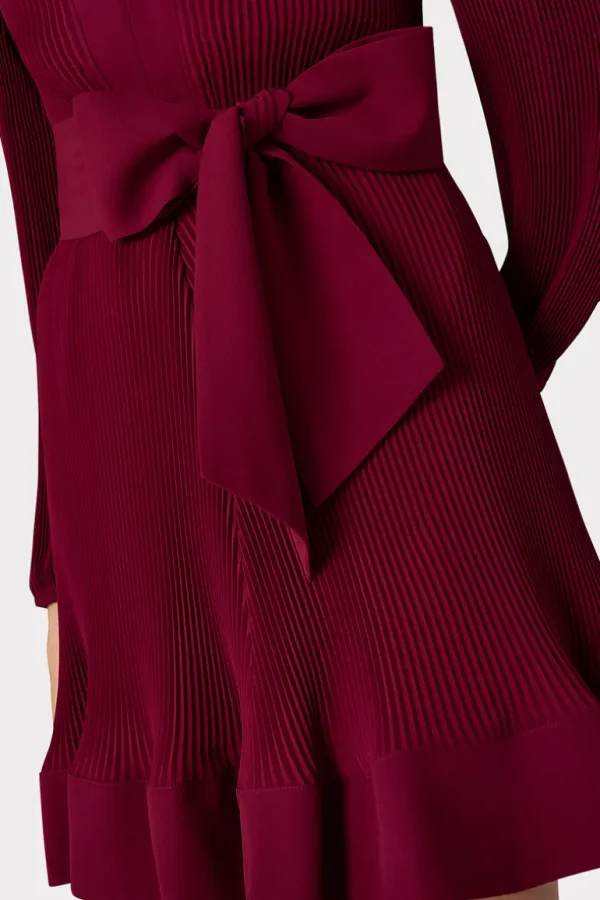 Cheap MILLY Liv Pleated Dress Wine