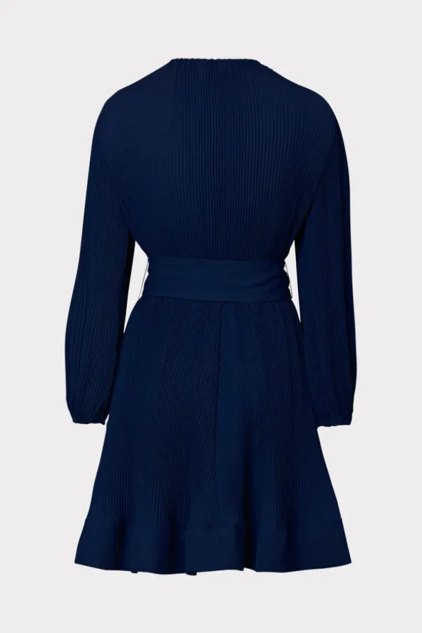 Fashion MILLY Liv Pleated Dress Navy