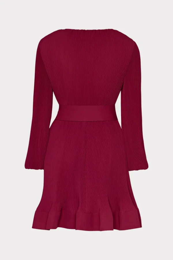 Cheap MILLY Liv Pleated Dress Wine