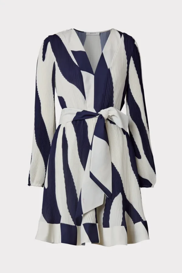 Flash Sale MILLY Liv Zebra Print Dress Navy/Ecru