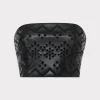 Flash Sale MILLY Lois Eyelet Vegan Leather Top Black