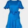 Hot MILLY Lumi Satin Pleated Dress Blue