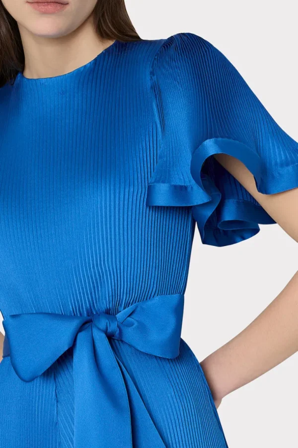 Hot MILLY Lumi Satin Pleated Dress Blue
