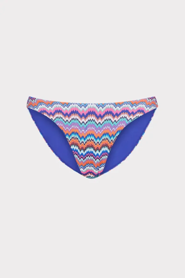 New MILLY Margot Barcelona Metallic Chevron Bikini Bottom Blue Multi
