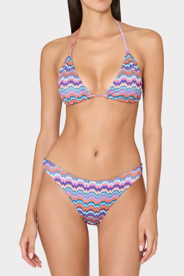 New MILLY Margot Barcelona Metallic Chevron Bikini Bottom Blue Multi