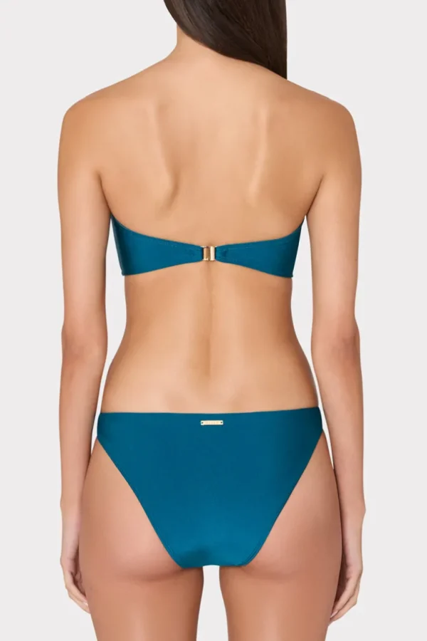New MILLY Margot Gloss Bikini Bottom Dark Teal