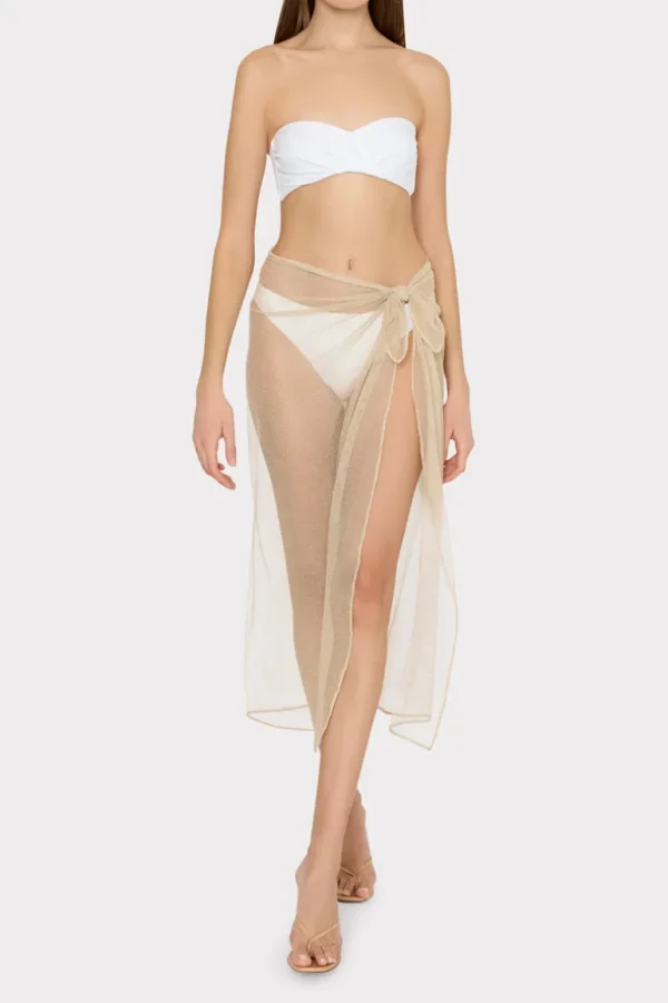 Fashion MILLY Metallic Mesh Sarong Tan
