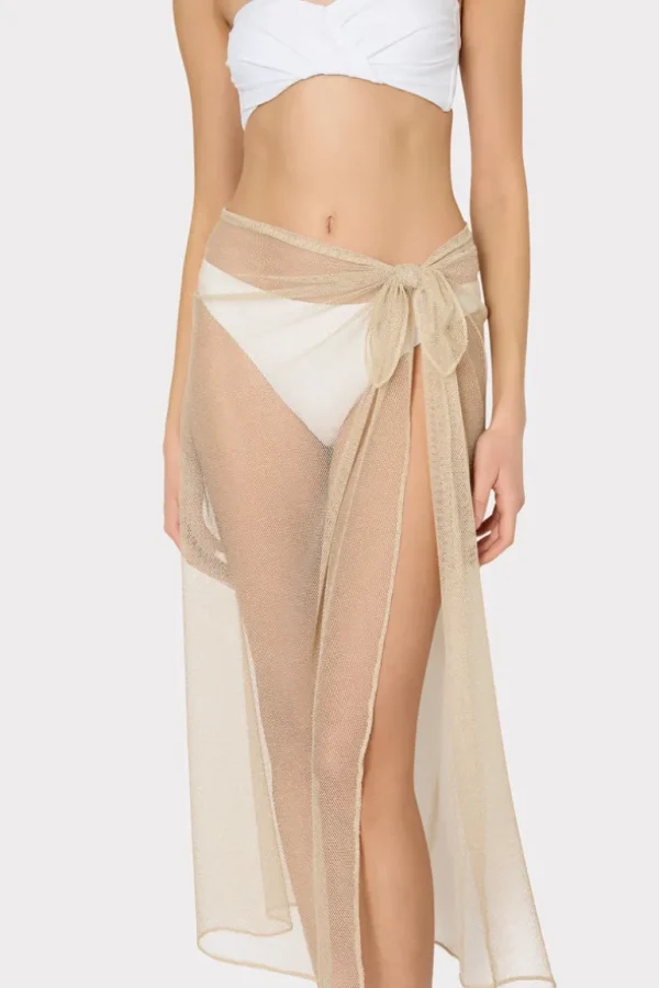 Fashion MILLY Metallic Mesh Sarong Tan