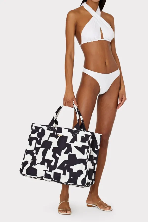 Cheap MILLY Mimi Tote Bag Black/Ecru