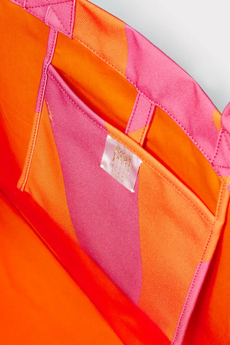 mimi_canvas_tote_2.webp Best Sale MILLY Mimi Canvas Tote Milly Pink/Tangerine