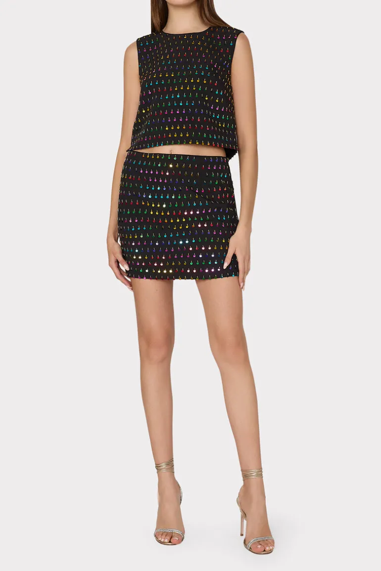 modern_mini_beaded_sequin_1.webp Discount MILLY Modern Mini Beaded Sequin Skirt Black/Rainbow