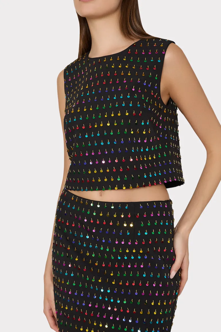 modern_mini_beaded_sequin_2.webp Discount MILLY Modern Mini Beaded Sequin Skirt Black/Rainbow