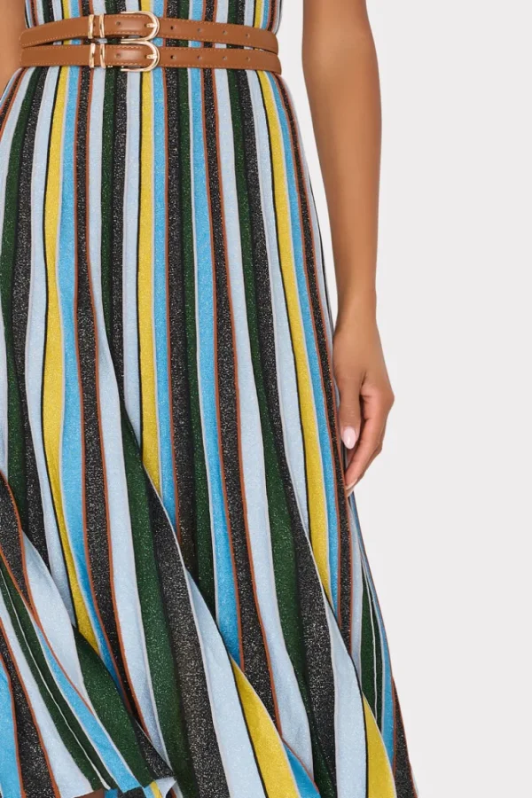 New MILLY Stripe Halter Knit Midi Dress Multi