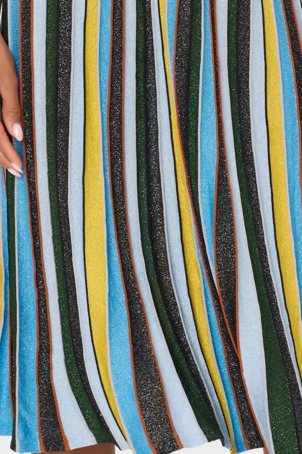 New MILLY Stripe Halter Knit Midi Dress Multi