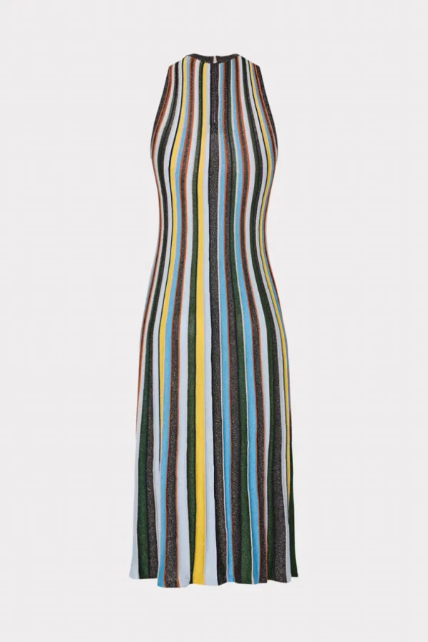 New MILLY Stripe Halter Knit Midi Dress Multi
