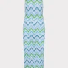 Cheap MILLY Multi Zig Zag Sleeveless Midi Dress Blue Multi