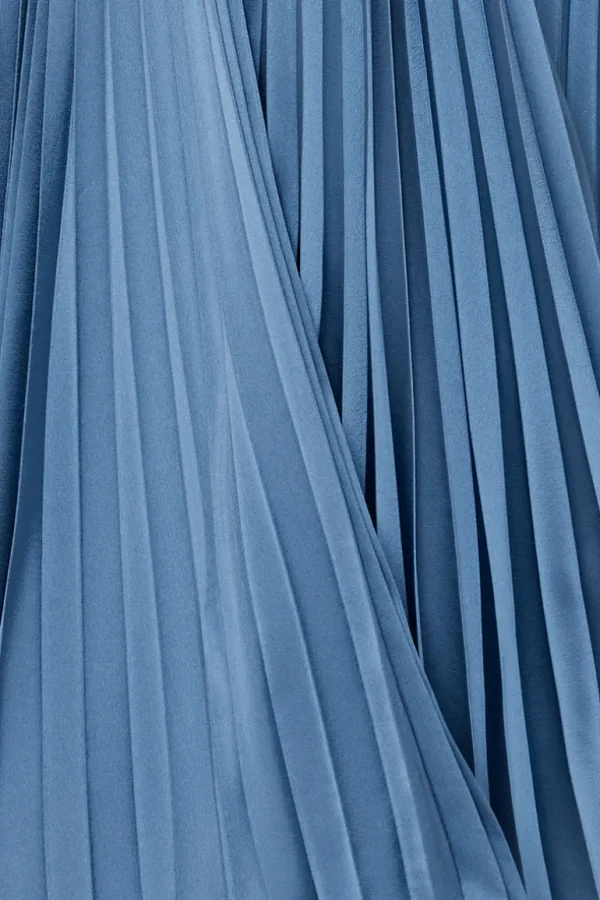 Clearance MILLY Nadie Pleated Satin Maxi Dress Stone