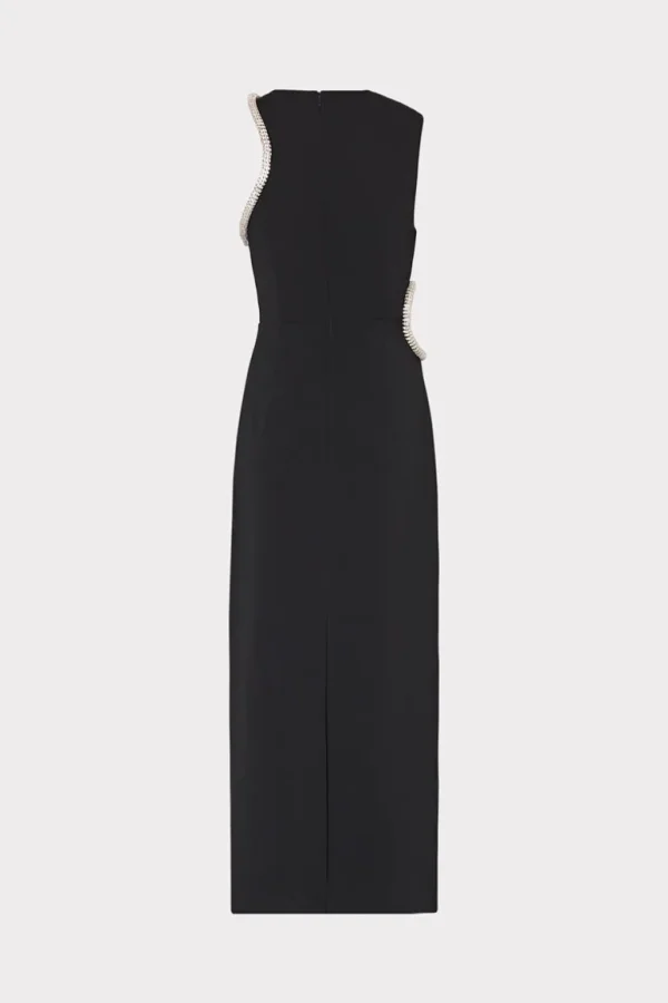 Fashion MILLY Nadya Crystal Cut Out Midi Dress Black
