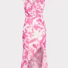 Discount MILLY Nanci Lily Silhouette Ruffle Dress Pink/Ecru