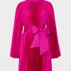 Best Sale MILLY Nandi Mock Neck Pleated Dress Pink