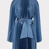 New MILLY Nandi Mock Neck Pleated Dress Stone