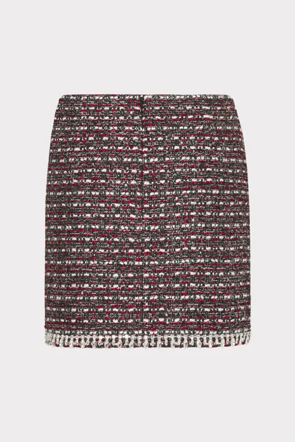 Cheap MILLY Nika Tweed Crystal Embellished Mini Skirt Scarlet Multi
