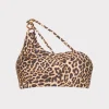 Cheap MILLY Niki Leopard One Shoulder O-Ring Bikini Top Multi