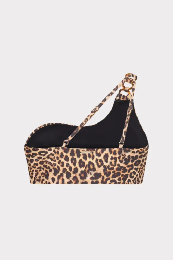 Cheap MILLY Niki Leopard One Shoulder O-Ring Bikini Top Multi