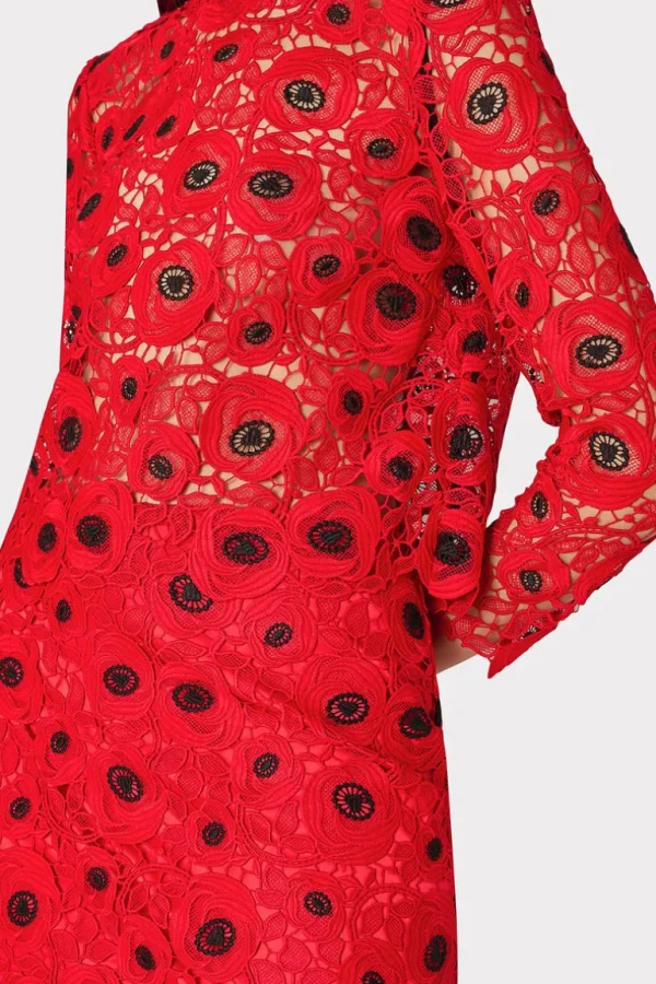Flash Sale MILLY Nori Embroidered Lace Top Red/Black