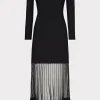 Hot MILLY Off The Shoulder Sheer Knit Mini Dress Black