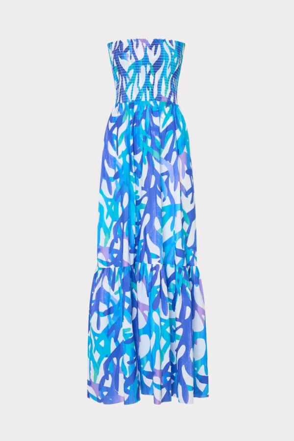 Store MILLY Olen Under The Sea Strapless Maxi Dress Blue Multi