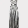 Flash Sale MILLY Oria Pleated Lamé Dress Silver